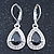 Black/ Clear CZ Drop Earrings With Leverback Closure In Rhodium Plating - 33mm L