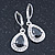 Black/ Clear CZ Drop Earrings With Leverback Closure In Rhodium Plating - 33mm L - view 10