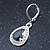 Black/ Clear CZ Drop Earrings With Leverback Closure In Rhodium Plating - 33mm L - view 11