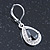 Black/ Clear CZ Drop Earrings With Leverback Closure In Rhodium Plating - 33mm L - view 5
