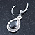Black/ Clear CZ Drop Earrings With Leverback Closure In Rhodium Plating - 33mm L - view 6
