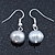 10mm Bridal/ Prom Off Round Light Grey Freshwater Pearl Drop Earrings In Silver Plating - 30mm L - view 8