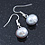 10mm Bridal/ Prom Off Round Light Grey Freshwater Pearl Drop Earrings In Silver Plating - 30mm L - view 4
