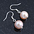 10mm Bridal/ Prom Off Round Cream Freshwater Pearl Drop Earrings 925 Sterling Silver - 30mm L
