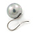 12mm Bridal/ Wedding Lustrous Grey Round Pearl Style Earrings In Silver Tone - 24mm L - view 4