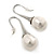 Bridal/ Wedding White Teardrop Pearl Style Earrings In Silver Tone - 40mm L - view 8