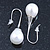 Bridal/ Wedding White Teardrop Pearl Style Earrings In Silver Tone - 40mm L - view 2
