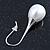 Bridal/ Wedding White Teardrop Pearl Style Earrings In Silver Tone - 40mm L - view 5