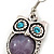Vintage Inspired Amethyst Stone Owl Drop Earrings In Antique Silver Tone - 50mm L - view 4