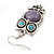 Vintage Inspired Amethyst Stone Owl Drop Earrings In Antique Silver Tone - 50mm L - view 5