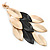 Long Gold/ Black Textured Leaf Chandelier Earrings In Gold Tone - 11cm L - view 3