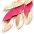 Long Gold/ Pink Textured Leaf Chandelier Earrings In Gold Tone - 11cm L - view 4