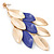 Long Gold/ Purple Textured Leaf Chandelier Earrings In Gold Tone - 11cm L - view 3
