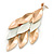 Long Gold/ White Textured Leaf Chandelier Earrings In Gold Tone - 11cm L - view 5