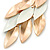 Long Gold/ White Textured Leaf Chandelier Earrings In Gold Tone - 11cm L - view 3