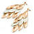 Long Gold/ White Textured Leaf Chandelier Earrings In Gold Tone - 11cm L - view 4