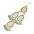 Long Lightweight Filigree, Pale Green Bead Chandelier Earrings In Gold Tone - 12cm L - view 4