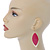 Pink Enamel Leaf Drop Earrings In Gold Tone - 70mm L - view 2