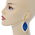 Royal Blue Enamel Leaf Drop Earrings In Gold Tone - 70mm L - view 2