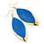 Royal Blue Enamel Leaf Drop Earrings In Gold Tone - 70mm L - view 3