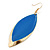 Royal Blue Enamel Leaf Drop Earrings In Gold Tone - 70mm L - view 4
