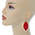 Red Enamel Leaf Drop Earrings In Gold Tone - 70mm L - view 2