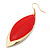Red Enamel Leaf Drop Earrings In Gold Tone - 70mm L - view 4
