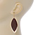 Brown Enamel Leaf Drop Earrings In Gold Tone - 70mm L - view 2