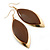 Brown Enamel Leaf Drop Earrings In Gold Tone - 70mm L - view 3