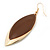 Brown Enamel Leaf Drop Earrings In Gold Tone - 70mm L - view 4