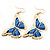 Lightweight Blue Enamel Butterfly Drop Earrings In Gold Tone - 60mm L - view 6