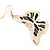 Lightweight Black/ Grey/ White Enamel Butterfly Drop Earrings In Gold Tone - 60mm L - view 4