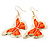 Lightweight Orange Enamel Butterfly Drop Earrings In Gold Tone - 60mm L - view 4