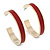 Wide Red Snake Print Faux Leather Hoop Earrings In Gold Tone - 50mm Diameter - view 7
