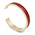 Wide Red Snake Print Faux Leather Hoop Earrings In Gold Tone - 50mm Diameter - view 5