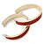 Wide Red Snake Print Faux Leather Hoop Earrings In Gold Tone - 50mm Diameter - view 2