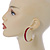 Wide Red Snake Print Faux Leather Hoop Earrings In Gold Tone - 50mm Diameter - view 3