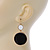White/ Black Enamel Double Disk Drop Earrings In Gold Tone - 55mm L - view 5