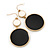 White/ Black Enamel Double Disk Drop Earrings In Gold Tone - 55mm L - view 6