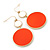 White/ Orange Enamel Double Disk Drop Earrings In Gold Tone - 55mm L - view 6
