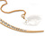 Gold Tone Crystal Crescent And Chain Long Drop Earrings - 13cm L - view 4