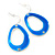 Blue Enamel Cut Out Oval Drop Earrings In Silver Tone - 40mm L - view 4