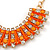 Statement Orange Bead, Crystal Chain Teardrop Earrings In Gold Tone - 85mm L - view 6
