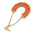 Statement Orange Bead, Crystal Chain Teardrop Earrings In Gold Tone - 85mm L - view 7