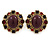 Vintage Inspired Plum/ Burgundy/ Red Crystal, Oval Clip On Earrings In Antique Gold Tone - 35mm L