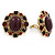 Vintage Inspired Plum/ Burgundy/ Red Crystal, Oval Clip On Earrings In Antique Gold Tone - 35mm L - view 4