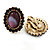 Large Purple/ Violet Resin Bead Clip On Earrings In Gold Tone - 25mm L - view 3