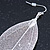 Silver Tone Filigree Leaf Drop Earrings - 85mm L - view 6