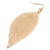 Gold Plated Filigree Leaf Drop Earrings - 85mm L - view 6