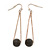 Black Ball With Gold Tone Chain Drop Earrings - 65mm L - view 6